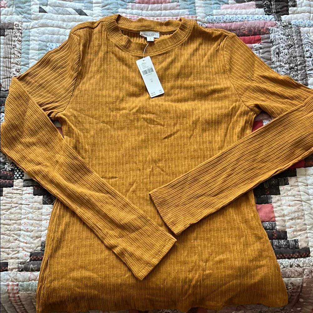 Mustard Long Sleeve Ribbed Top